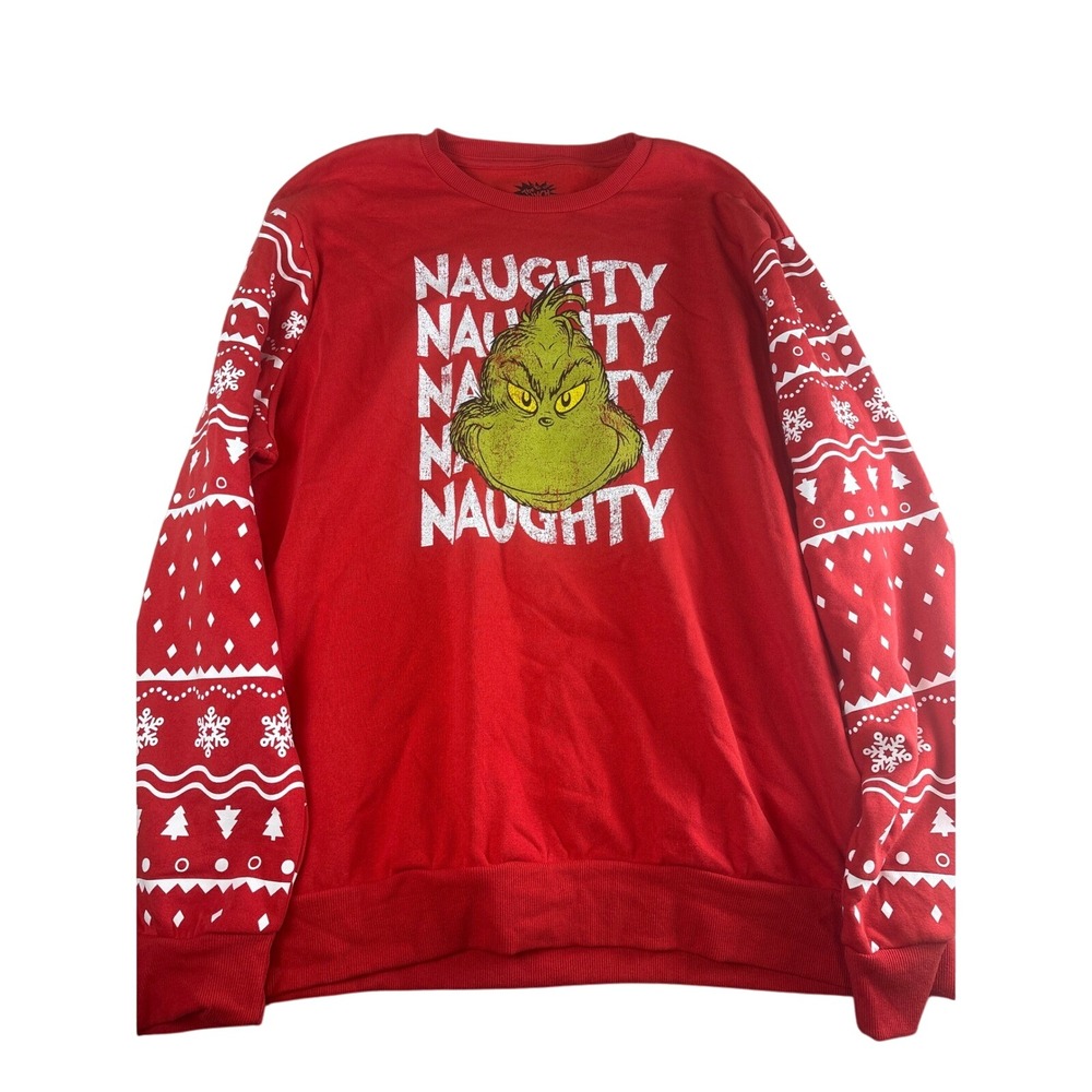 The Grinch Naughty Christmas Holiday Graphic Print Crew Neck Sweatshirt‎